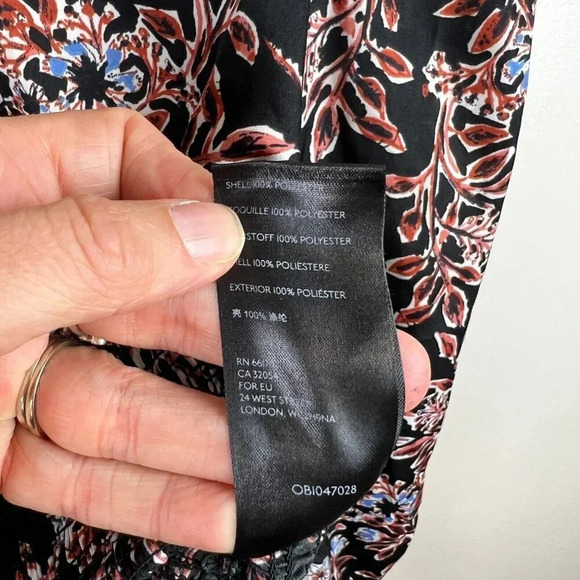 Free People Santiago Top Blouse Size Small Cropped Floral Puff Sleeve Boho Black - Picture 10 of 10